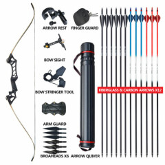 30-60lbs Archery Hunting Takedown Recurve Bow and Arrows Set Quiver Right Hand
