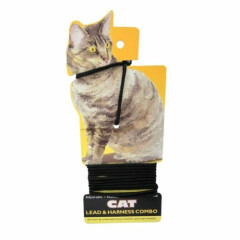Coastal Adjustable Cat and Small Animal Harness & Leash Combo Black, 3/8 in
