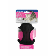 Ancol Cat Walking Lead & Harness Soft Nylon Mesh Pink Black Small Medium Large