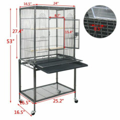 53" Large Bird Pet Cage Large Play Top Parrot Finch Cage Macaw Cockatoo House