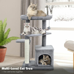 Cat Tree Indoor Activity Cat Tower w/ Perch & Hanging Ball for Play Rest