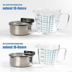 FinYii 2-Pack Bird Parrot Feeding Cups with Clamp Stainless Steel Food Water ...