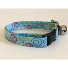 SWIRLS ON BLUE PRINT CAT OR KITTEN COLLAR (you choose the size)