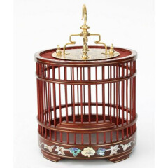 17cm Rosewood Carved Chinese Classical Bird Cricket Cage Home Decoration Crafts