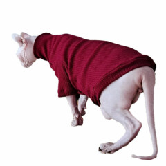 Hairless Cats Clothes Winter Warm Turtleneck Breathable Knitwear with Sleeves