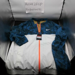 Nike Court Men's Full Zip Light Tennis Jacket NWT White Blue CV2475-301 Size L 