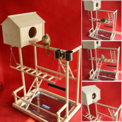 Bird Parrot Play Stand Cockatoo Parakeet Gym Perch W/ Swing Ladders Feeder Tray
