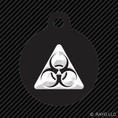 Biohazard Symbol Keychain Round with Tab engraved many colors Bio Radiation