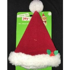 CHRISTMAS KITTY CAT MS CLAUS HAT red velvet white fur trim HOLLY BERRIES NEW NWT