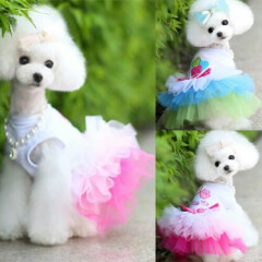Large Small Dog Dress Pink White Tutu Ruffle Sleeveless Pullover XS S M L XL XXL
