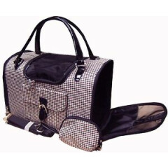 NEW Hounds-tooth Pet Cat Animal Carrier/Tote/Shoulder/Purse Black/Brown-009