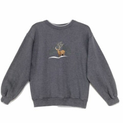 MCCC Sport Embroidered Deer Hunt Sweat Shirt Mens M Heather Gray Crew with Trim