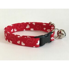VALENTINE HEARTS AND STITCHES CAT OR KITTEN COLLAR (you choose the size)