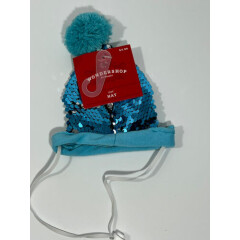 Wondershop Pom Pom Flip Sequin Holiday Cat Hat - Blue New