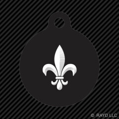 Fleur De Lis Keychain Round with Tab dog engraved many colors