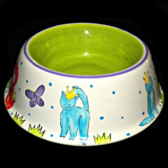 2002 Hausenware Royal Little Prince Kitty Cat Pet Food Feeder Dish Water Bowl