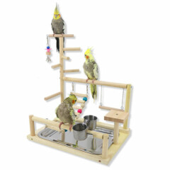 Wood Bird Playpen Parrot Bird Playstand Parrot Playground Perch Gym Ladder Stock