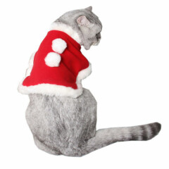 Allacki Pet Christmas Cloak Cat Adjustable Warm Xmas Costume Red Dog Scarf