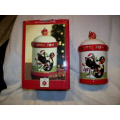 CAT TREAT CERAMIC CANISTER 'SANTA PAWS" BY DILLARD'S TRIMMINGS.. 