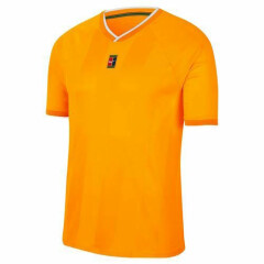 Men's Nike Court Breathe Slam Crew Tennis Shirt Sundial Yellow Sz XL CK9799-717