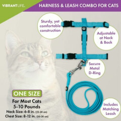 Vibrant Life Harness & Leash Combo for Cats 5-10lbs (Neck 6-8 In/Chest 8-12in)
