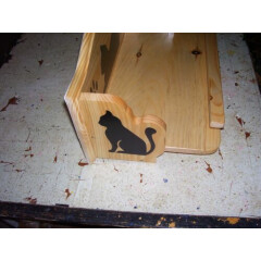 Cat Bed Hanging Wooden with Gallery Rail Handcrafted with cat silhouettes Pine