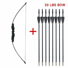 Beginner Archery Long Bow 30 lbs With Arrows Target Shooting Range Hobby Archer 