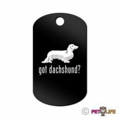 Got Dachshund Engraved Keychain / GI Tag dog with Tab longhaired wiener dog