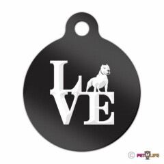 Love Pit Bull Engraved Keychain Round Tag w/tab park alert v2 Many Colors