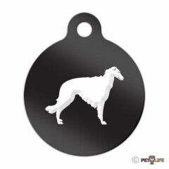 Borzoi Engraved Keychain Round Tag w/tab russian wolfhound Many Colors