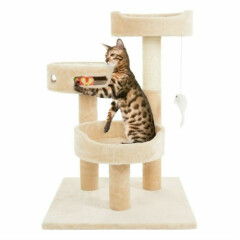 Cat Tree 3 Tier Play Center with Toys 27 Inch H Sleeping Platform Beds