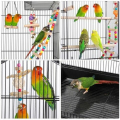 62.4inch Metal Roof Top Birdcage Parakeet Cage w/Rolling Stand for Small Birds 