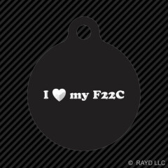 I Love my F22C Keychain Round with Tab dog engraved many colors