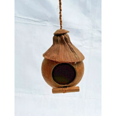 Hand Made Natural Coconut Shell Birds Nest House Cage Feeder From Sri Lanka
