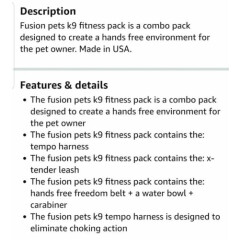 Fusion Pets K9 Hands Free Fitness Pack 10 to 30 Pound NEW 
