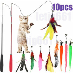 Pet Cat Toys Feather Wand Rod Pet Kitty Bell Play Funny Teaser Interactive Toys