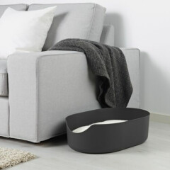 IKEA LURVIG Cat Litter Box Tray Modern Black Oval Design 14.5x20x6 FREE SHIPPING