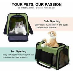 Cat & Small Dog Duffel Travel Carrier Bag Green Large 19" NEW