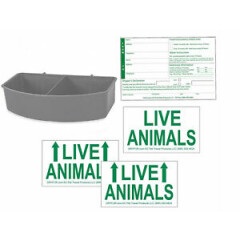 Standard Airline Kennel Travel Kit - Small Food Water Tray - Live Animal Labels