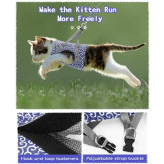 Pet Cat Kitten Chest Strap w/ Leash Belt Escape Proof Harness Breathable Vest