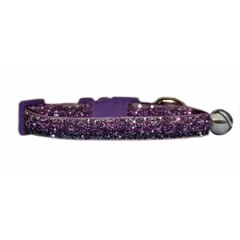 purple and lilac pet sparkle kitten safety collar 5"-7" bell