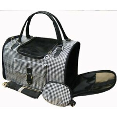 NEW Hounds-tooth Pet Cat Animal Carrier/Tote/Shoulder/Purse Black/BLack-254