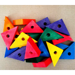 Wooden Wood Colored 24 Triangles Bird Parrot Toy Parts Amazon Cockatoo Macaw