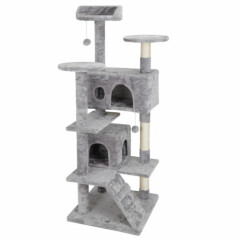 Multi-level 53" Cat Tree Tower for Multiple Cats W/Sisal Posts, Plush Perch