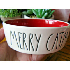 New Rae Dunn CHRISTMAS “Large Letter” Ceramic "MERRY CATMAS" Cat Bowl