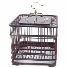 Hand Crafted Cockatiel Bird Cage Wooden Bird Cage With Removable Drawer Dark Red