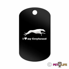 I Love My Greyhound Engraved Keychain GI Tag dog running v2 english