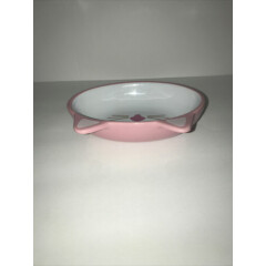 Meow! PetRageous Designs Sleepy Kitty Oval Dish Pink Ceramic Cat Bowl Pet Supply