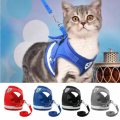 Cat Harness Pet Adjustable Reflective Vest Walking Lead Polyester Mesh Running