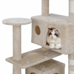Multi-level Scratching Board 52" Cat Tree Tower for Multiple Cats W/Sisal Posts